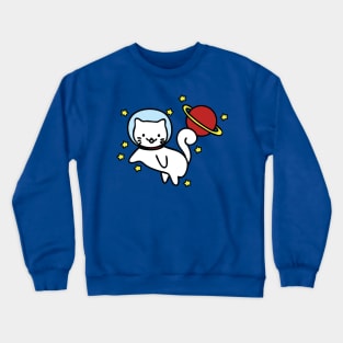 Cat Space Traveler among stars and planet Crewneck Sweatshirt